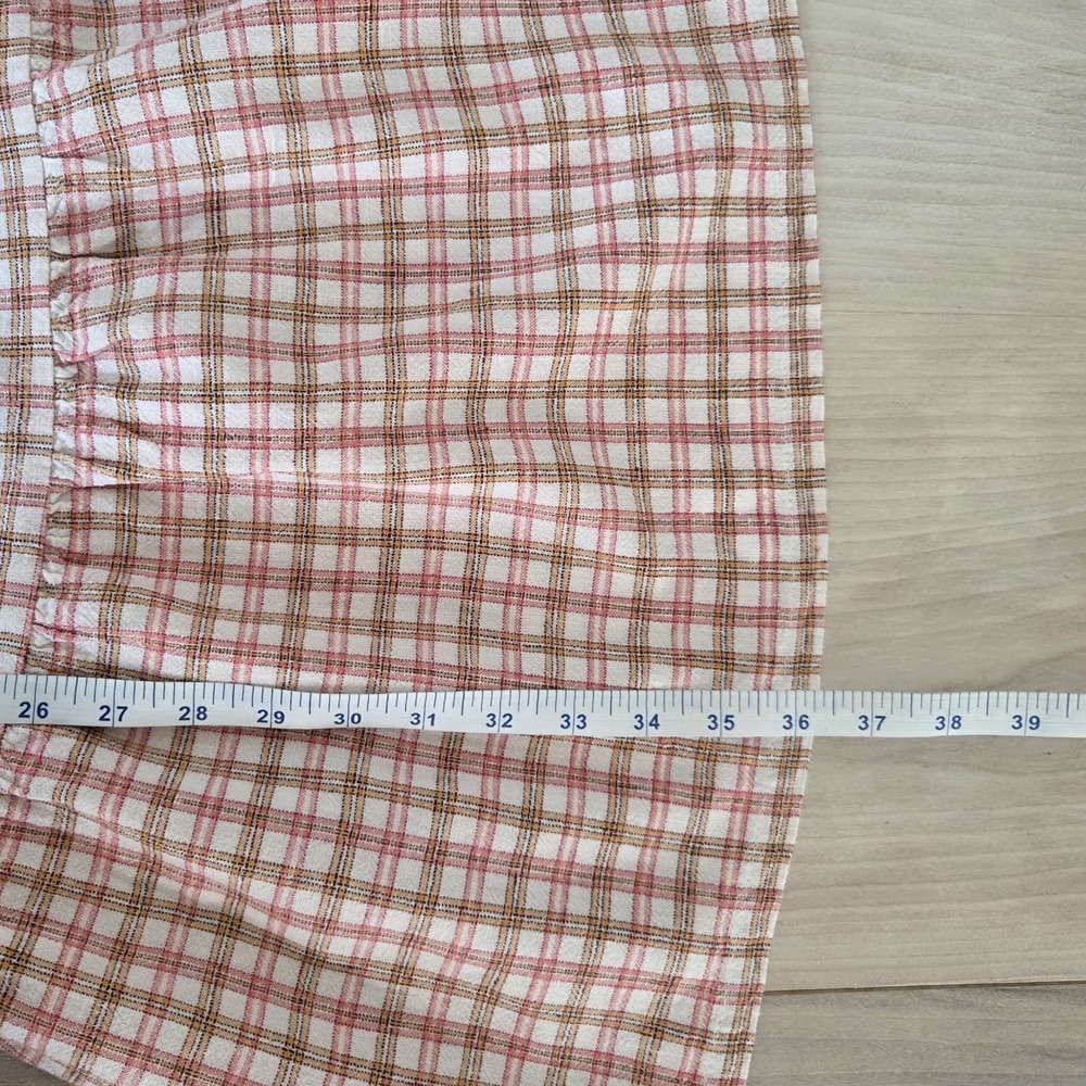 Old Navy Women's Plaid Dress Size M Ruffle Tiered Linen Blend Summer - Picture 6 of 9